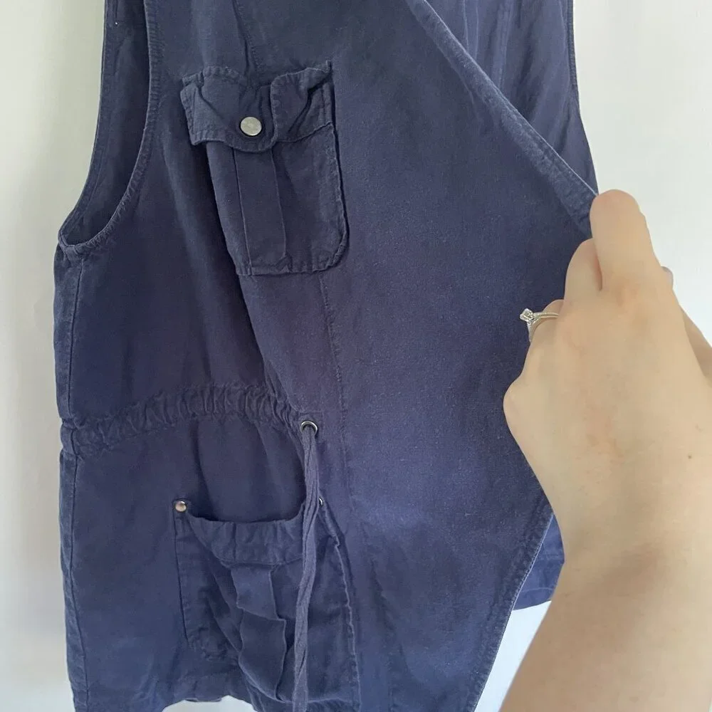 Torrid‎ linen rayon women's blue denim vest pockets size large casual comfort